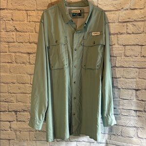 Magellan Outdoors MagCool Angler Fit Green Casual Button Down Shirt 2XL